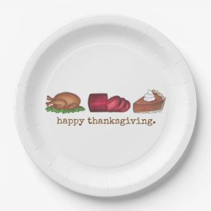 Plato De Papel Cena feliz de Acción de Gracias Turquia Cranberry 
