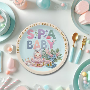 Plato De Papel Cena Fiesta de Baby Shower Spa