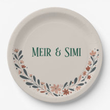 Cena verde floral fiesta Papel Plate