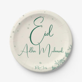 Plato De Papel Cena verde salvia de Eid Al Adha