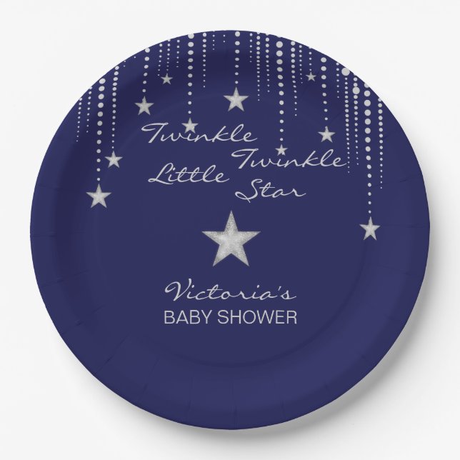 Plato De Papel Centelleo del centelleo de Baby Shower poca (Anverso)