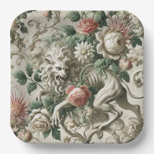 Plato De Papel Centinela de Bloombound – Diseño floral gótico