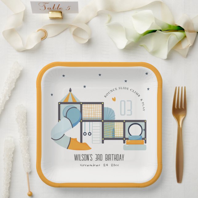 Plato De Papel Centro de juego suave en la jungla interior Gimnas (Boda)