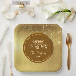 Plato De Papel Cepas de oro Copos de nieve metal de oro