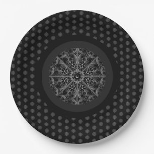 Plato De Papel Ceramic Lace Black