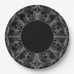 Plato De Papel Ceramic Lace Black