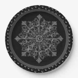 Plato De Papel Ceramic Lace Black