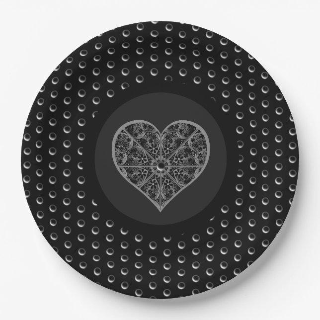 Plato De Papel Ceramic Lace Black (Anverso)