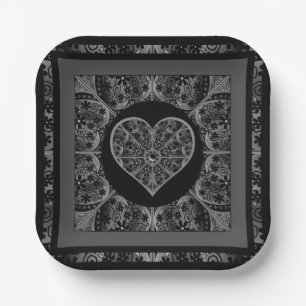 Plato De Papel Ceramic Lace Black