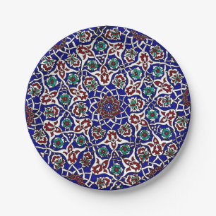Plato De Papel Cerámica turca azul y roja