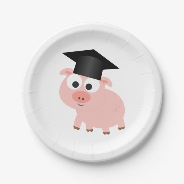 Plato De Papel Cerdo de Graduación Cuta (Anverso)