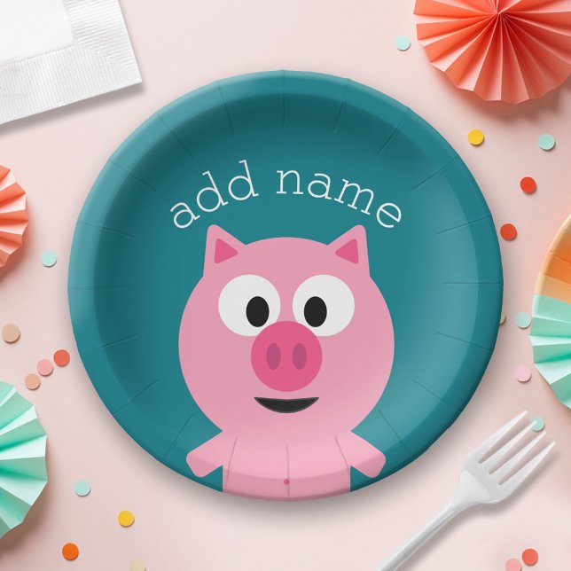 Plato De Papel Cerdo de granja de Personalizado suave - Elija el  (Custom Paper Plate for a Party)