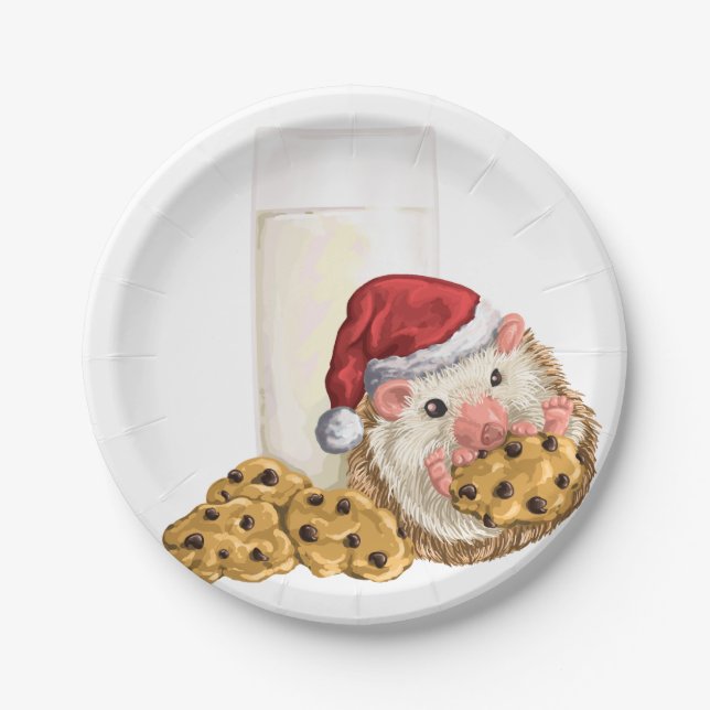 Plato De Papel Cerdo de la galleta del navidad (Anverso)