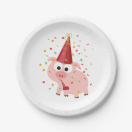 Plato De Papel Cerdo Fiesta Confetti