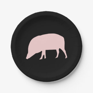 Plato De Papel Cerdo rosa
