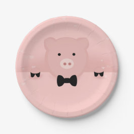 Plato De Papel Cerdo rosa caprichoso