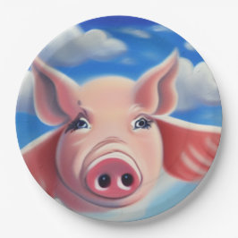 Plato De Papel Cerdo Volador