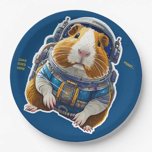 Plato De Papel ¡Cerdos de Guinea en el espacio! Explorador de ast (Anverso)