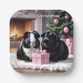 Plato De Papel Cerdos y Navidades de regalo de Guinea