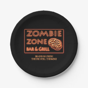 Plato De Papel Cerebros de la zona zombi tan frescos que aún pien