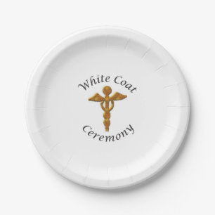 Plato De Papel Ceremonia de Abrigo Blanco Medicina de oro, Regalo