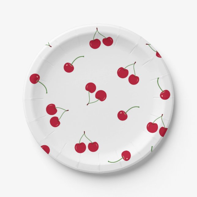 Plato De Papel Cereza Cerezas (Anverso)