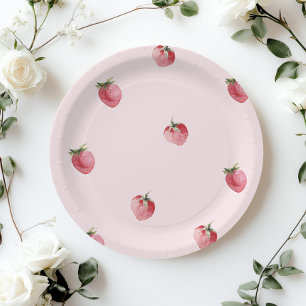 Plato De Papel Cereza de fresa dulce cumpleaños