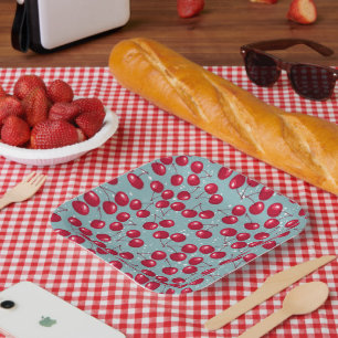 Plato De Papel Cereza de invierno.