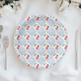 Plato De Papel Cereza en el camino del niño azul ducha