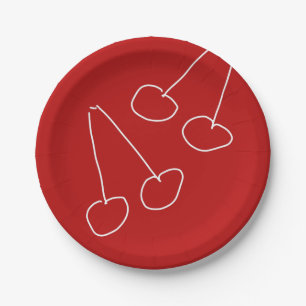 Plato De Papel Cereza simple minimalista