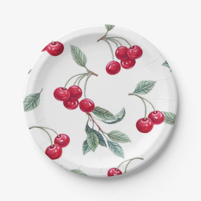 Plato De Papel Cerezas (Anverso)