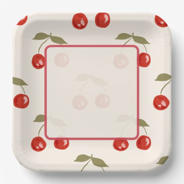 Plato De Papel Cerezas de Verano (Anverso)