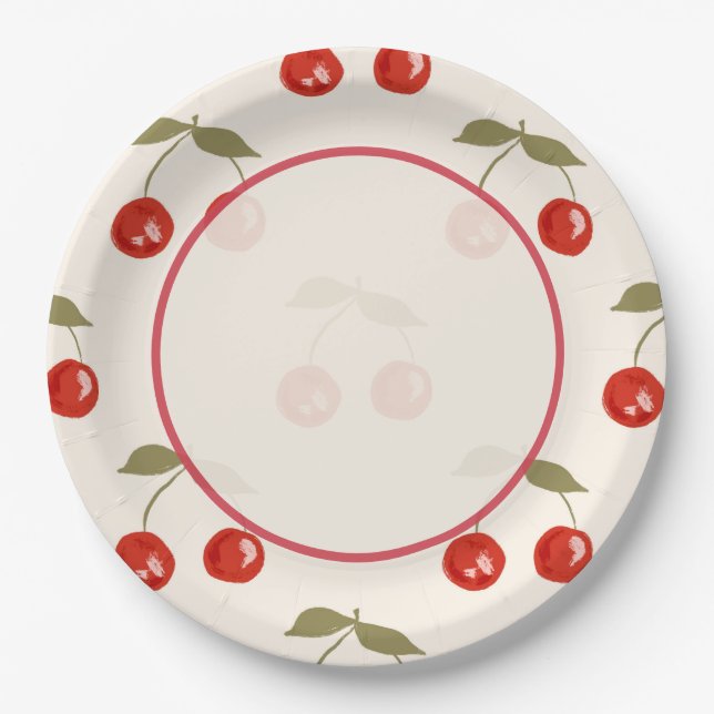 Plato De Papel Cerezas de Verano (Anverso)