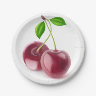 Plato De Papel Cerezas dulces