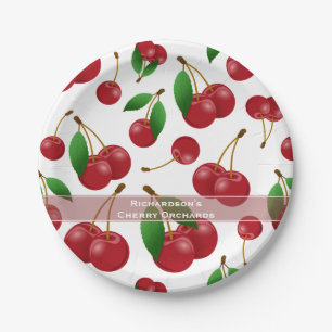 Plato De Papel cerezas dulces de verano