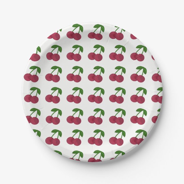 Plato De Papel Cerezas oscuras de verano (Anverso)