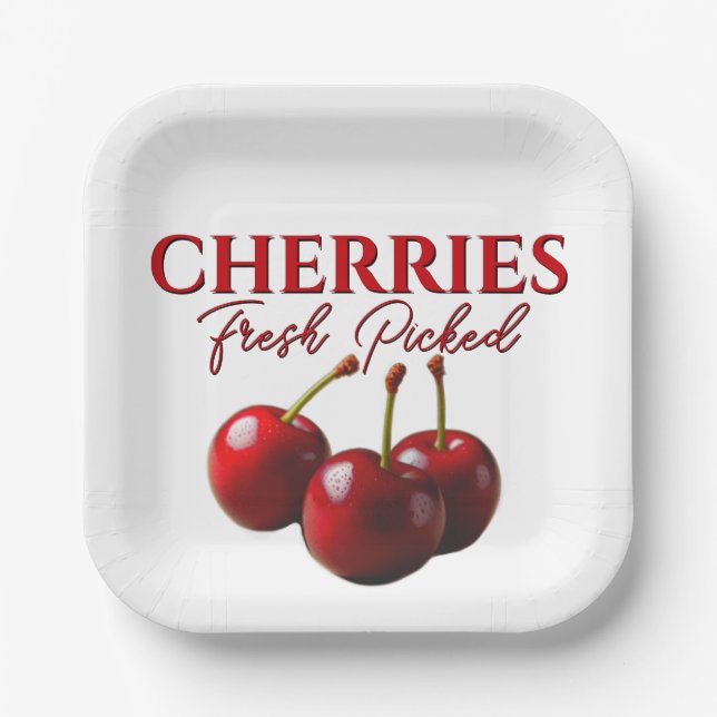 Plato De Papel Cerezas recién recogidas  (Anverso)