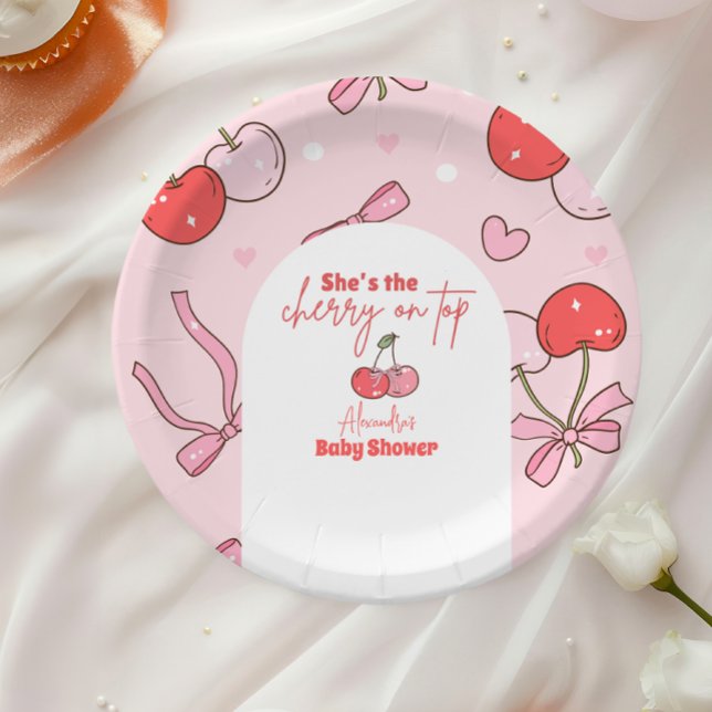Plato De Papel Cerezo en Baby Shower superior (Subido por el creador)