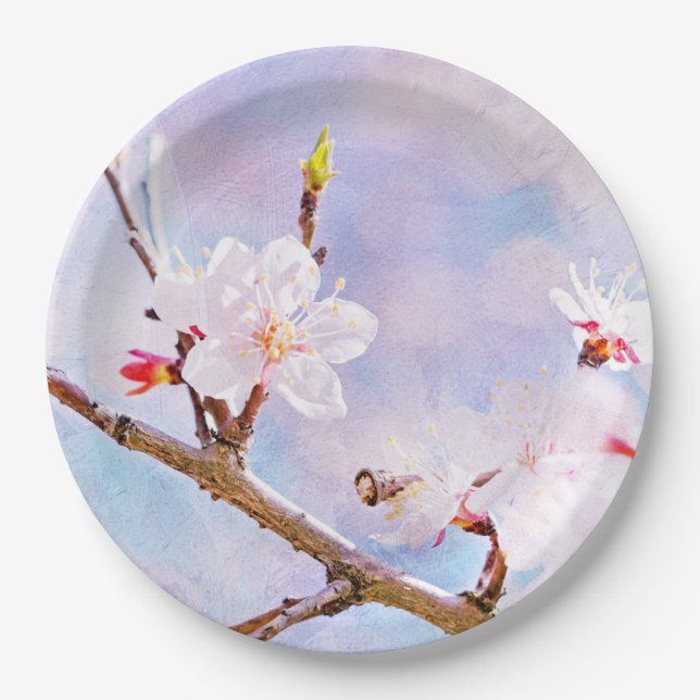 Plato De Papel Cerezo Japonés - Sakura en Flor (Anverso)