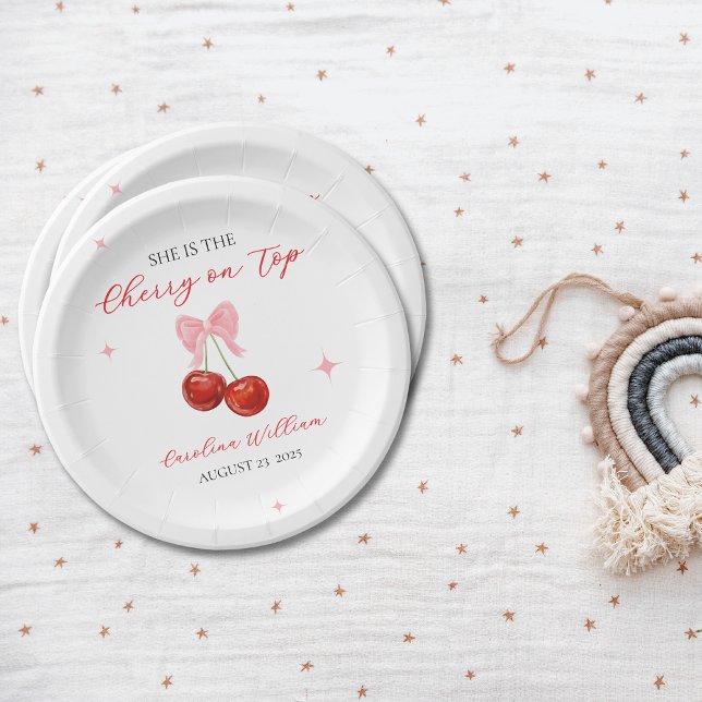 Plato De Papel Cerezo único en la ducha del bebé (Subido por el creador)