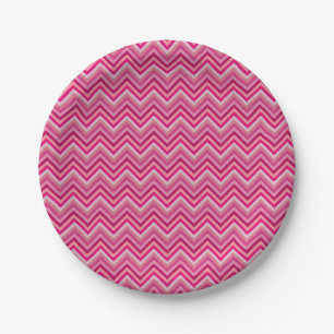 Plato De Papel Cerramientos Zig Zag rosados
