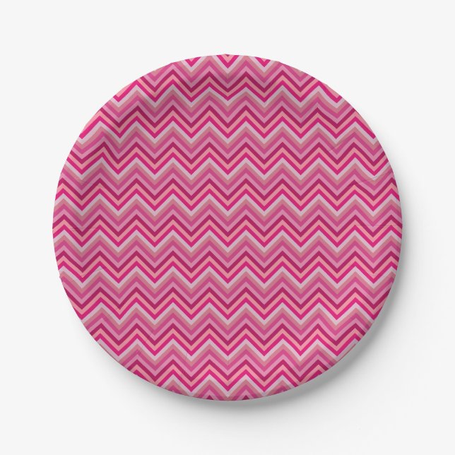 Plato De Papel Cerramientos Zig Zag rosados (Anverso)