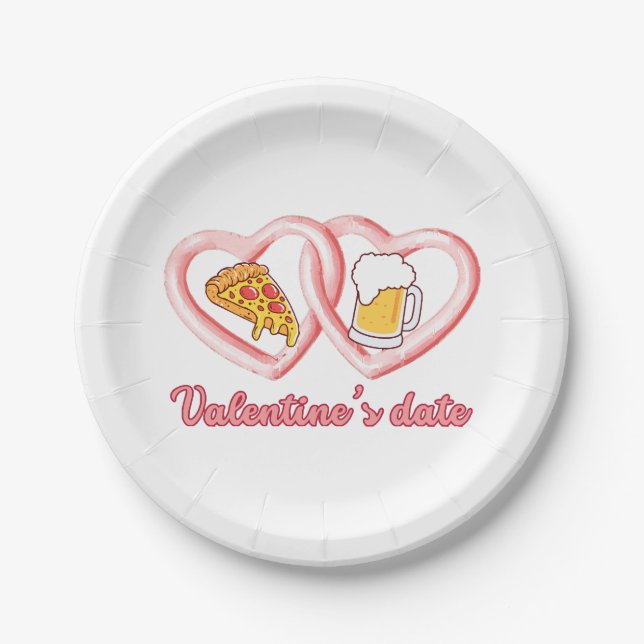 Plato De Papel Cerveza de San Valentín (Anverso)