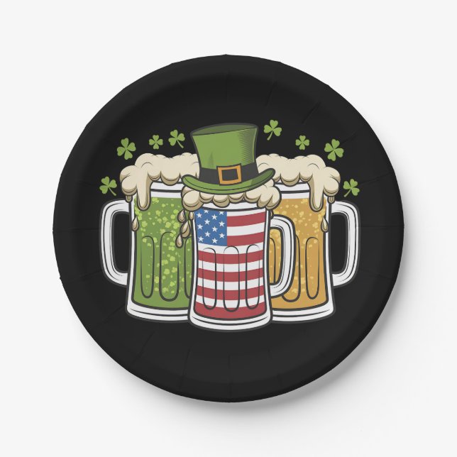 Plato De Papel Cerveza irlandesa Estados Unidos Bandera estadouni (Anverso)