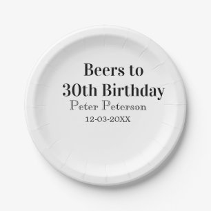 Plato De Papel Cervezas para cumpleaños 30 nombre fecha hombre el