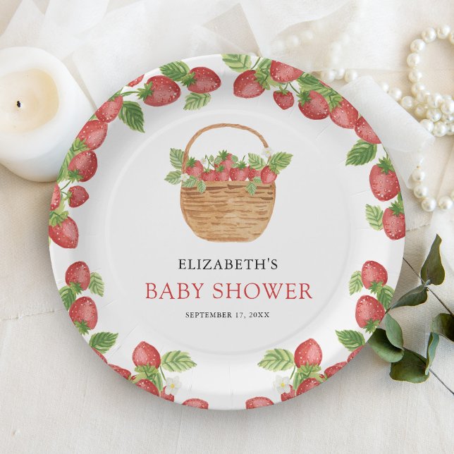 Plato De Papel Cesta de fresa Berry Sweet Baby Shower (Subido por el creador)