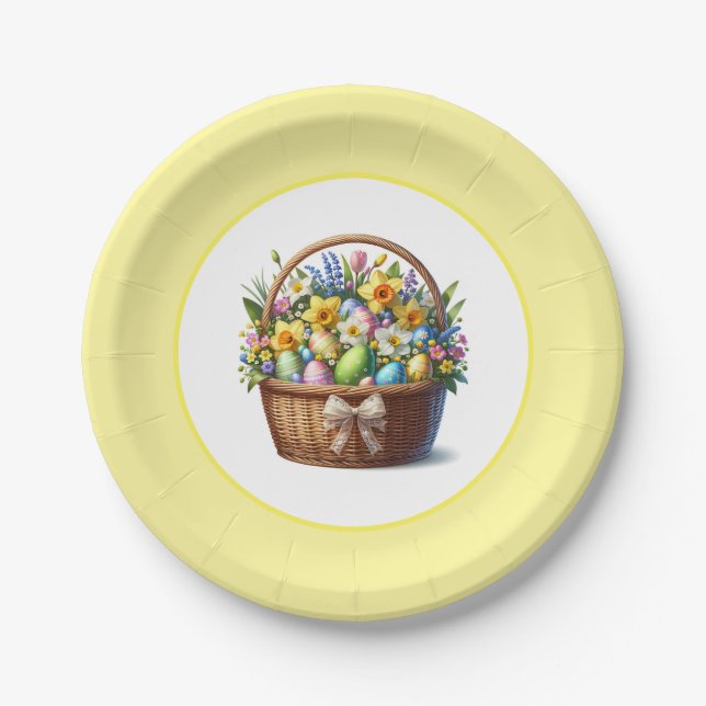 Plato De Papel Cesta de Pascua  (Anverso)