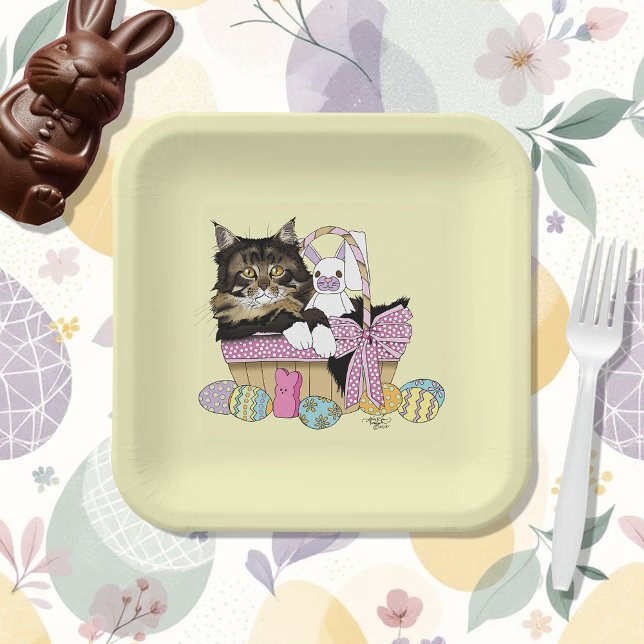 Plato De Papel Cesta de Pascua Tabby Kitten (Subido por el creador)