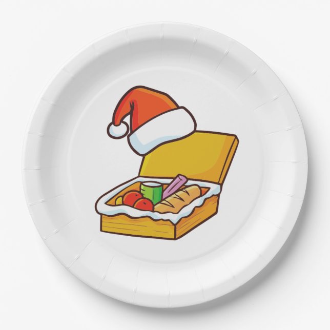 Plato De Papel Cesta de picnic de Navidad (Anverso)