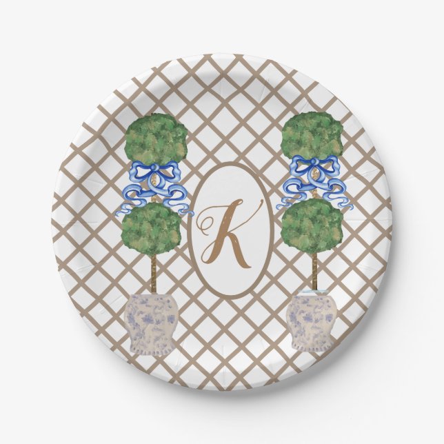 Plato De Papel Cesta Topiaria Gold Chinoiserie Ginger Jar Jars  (Anverso)